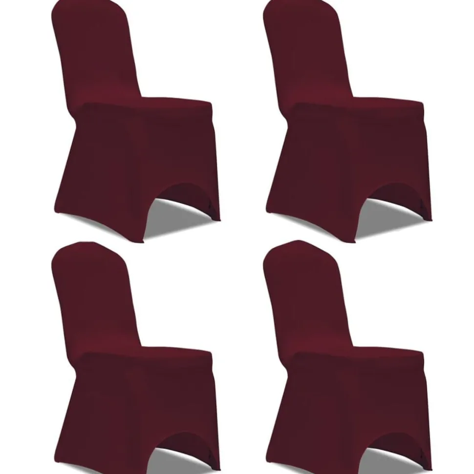 vidaXL Stoelhoes stretch 4 stuks bordeaux