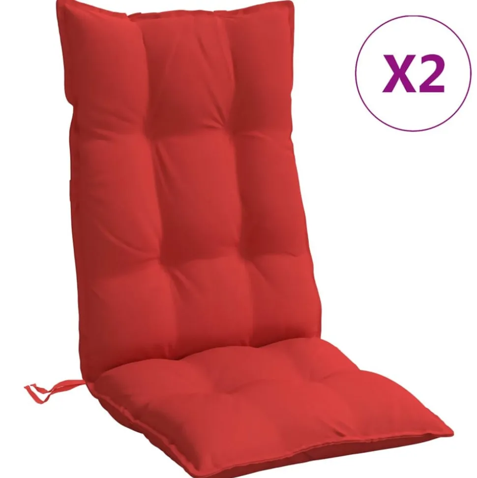 vidaXL Stoelkussens 2 st hoge rug oxford stof rood