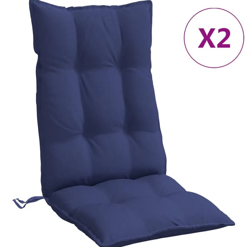 vidaXL Stoelkussens 2 st hoge rug oxford stof marineblauw