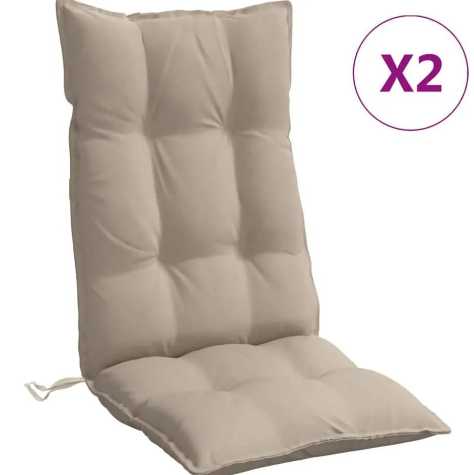 vidaXL Stoelkussens 2 st hoge rug oxford stof taupe