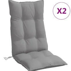 vidaXL Stoelkussens 2 st hoge rug oxford stof grijs