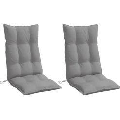 vidaXL Stoelkussens 2 st hoge rug oxford stof grijs