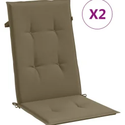 vidaXL Stoelkussens 2 st hoge rug 120x50x4 cm stof gemêleerd taupe