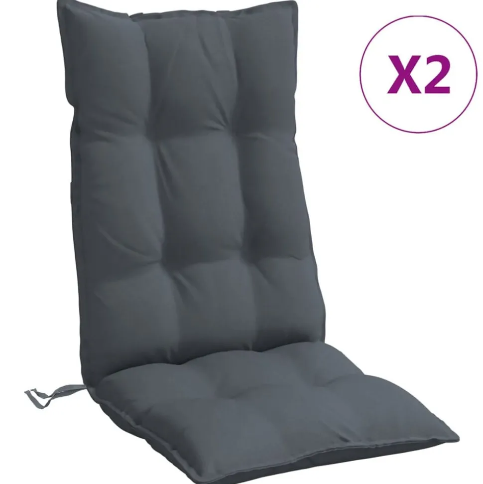 vidaXL Stoelkussens 2 st hoge rug oxford stof antracietkleurig