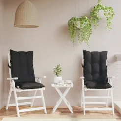 vidaXL Stoelkussens 2 st hoge rug oxford stof zwart