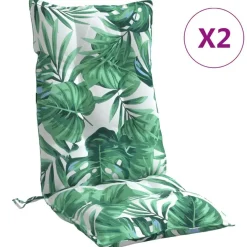 vidaXL Stoelkussens 2 st hoge rug bladpatroon oxford stof