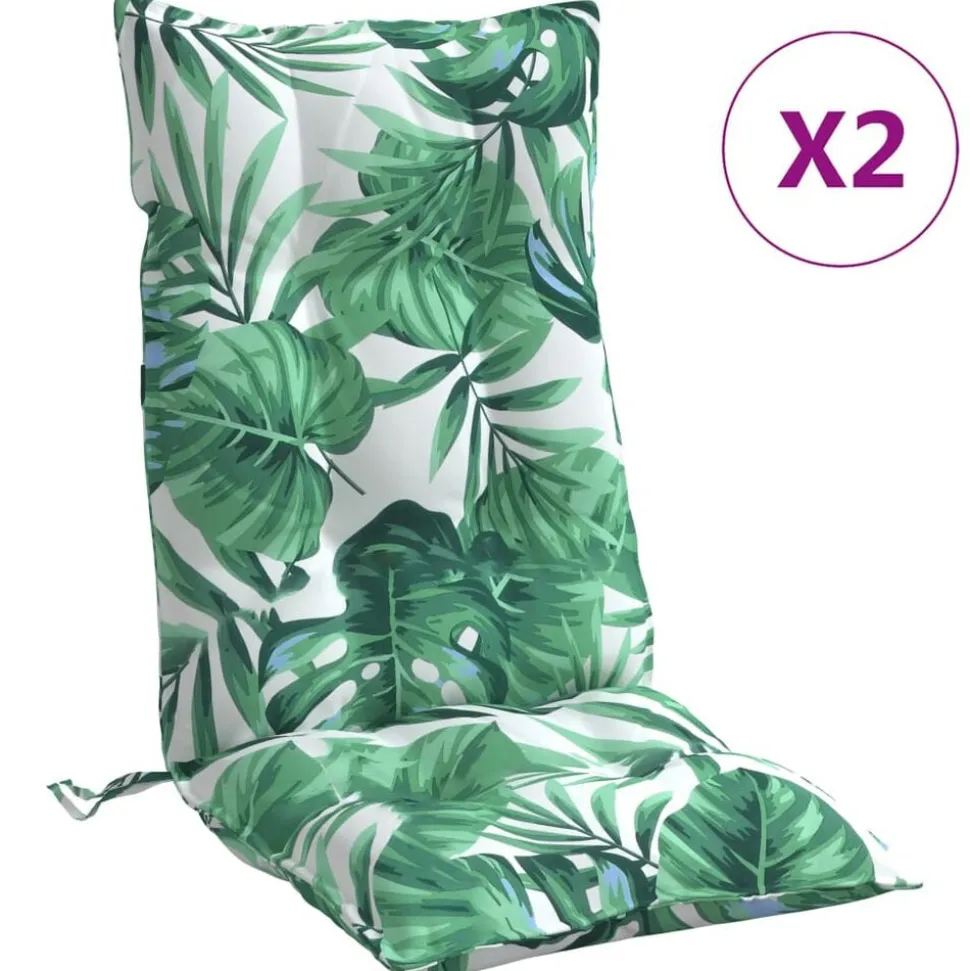 vidaXL Stoelkussens 2 st hoge rug bladpatroon oxford stof