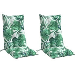 vidaXL Stoelkussens 2 st hoge rug bladpatroon oxford stof