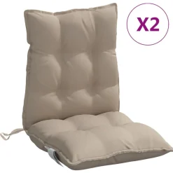 vidaXL Stoelkussens 2 st lage rug oxford stof taupe