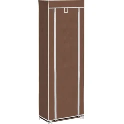 vidaXL Stoffen schoenenrek met hoes 162 x 57 x 29 cm bruin