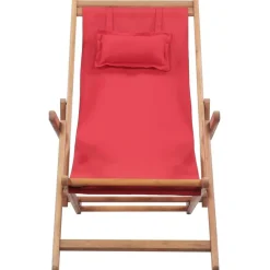 vidaXL Strandstoel inklapbaar stof en houten frame rood