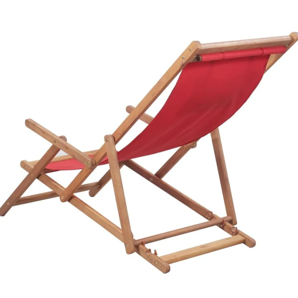 vidaXL Strandstoel inklapbaar stof en houten frame rood