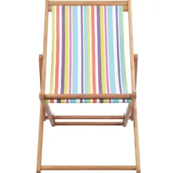 vidaXL Strandstoel inklapbaar stof en houten frame meerkleurig