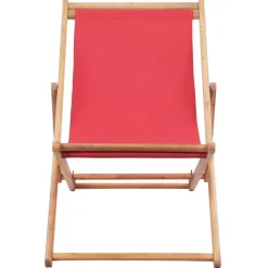 vidaXL Strandstoel inklapbaar stof en houten frame rood