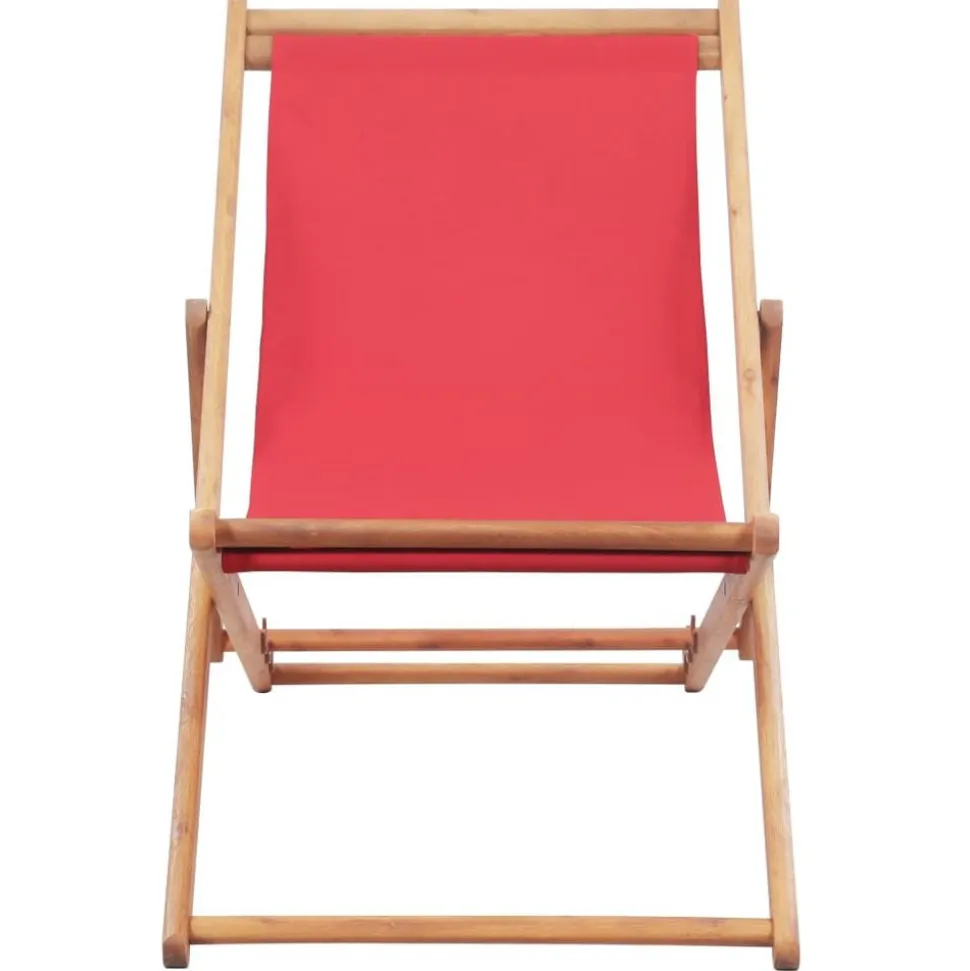 vidaXL Strandstoel inklapbaar stof en houten frame rood