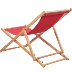 vidaXL Strandstoel inklapbaar stof en houten frame rood