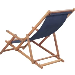 vidaXL Strandstoel inklapbaar stof en houten frame blauw