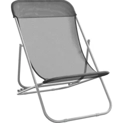 vidaXL Strandstoelen 2 st textileen en gepoedercoat staal grijs