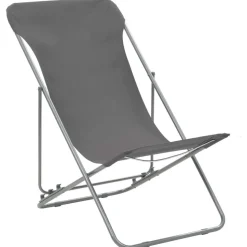 vidaXL Strandstoelen inklapbaar 2 st staal en oxford stof grijs