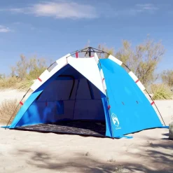 vidaXL Strandtent 3-persoons waterdicht snelontgrendeling azuurblauw