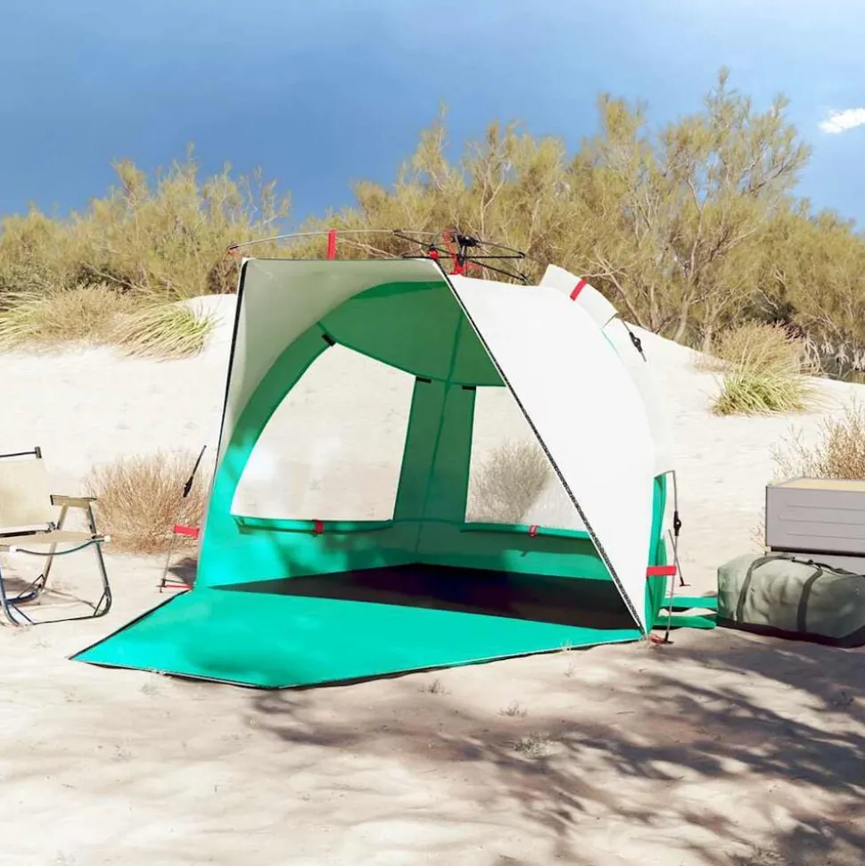 vidaXL strandtent 2-persoons waterdicht snelontgrendeling zeegroen