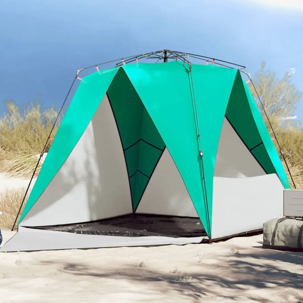 vidaXL strandtent 4-persoons waterdicht snelontgrendeling zeegroen