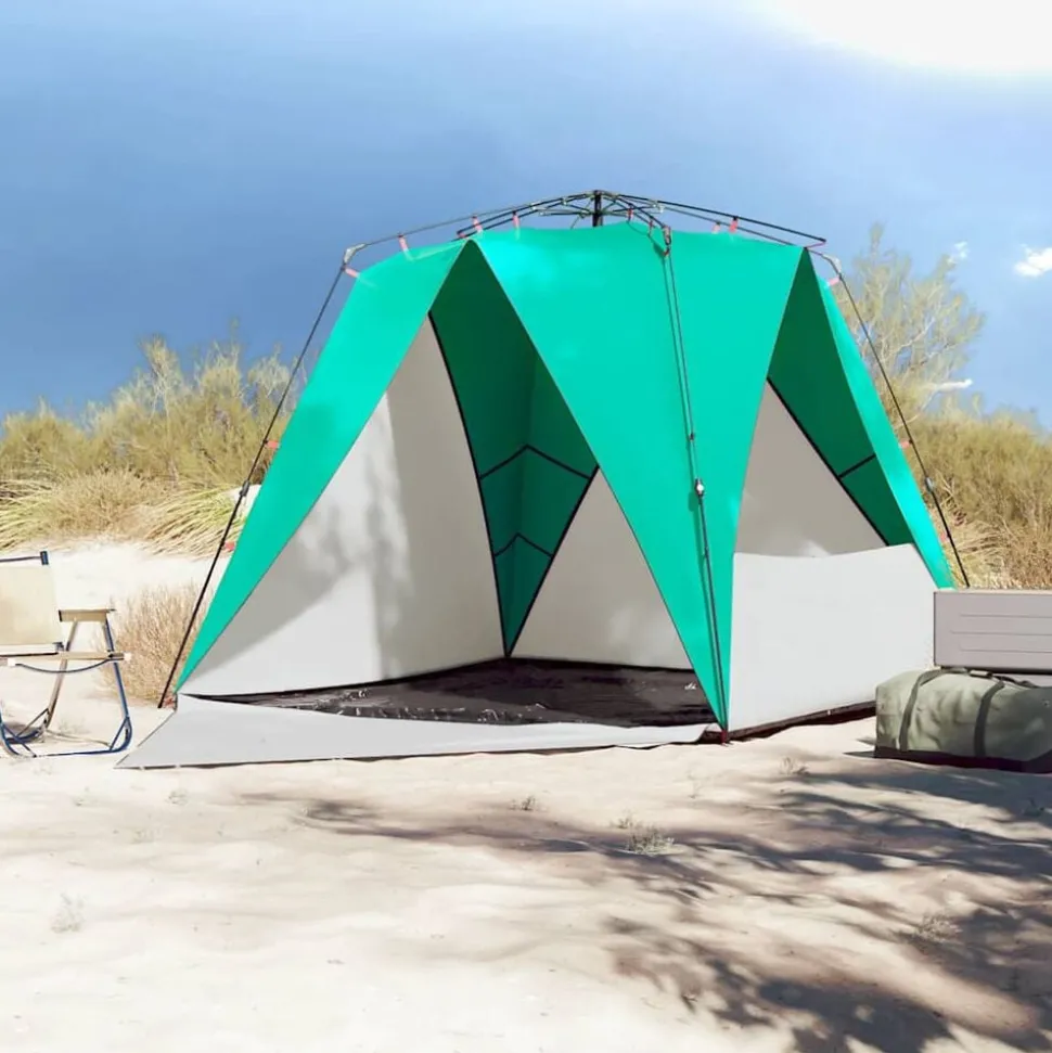 vidaXL strandtent 4-persoons waterdicht snelontgrendeling zeegroen