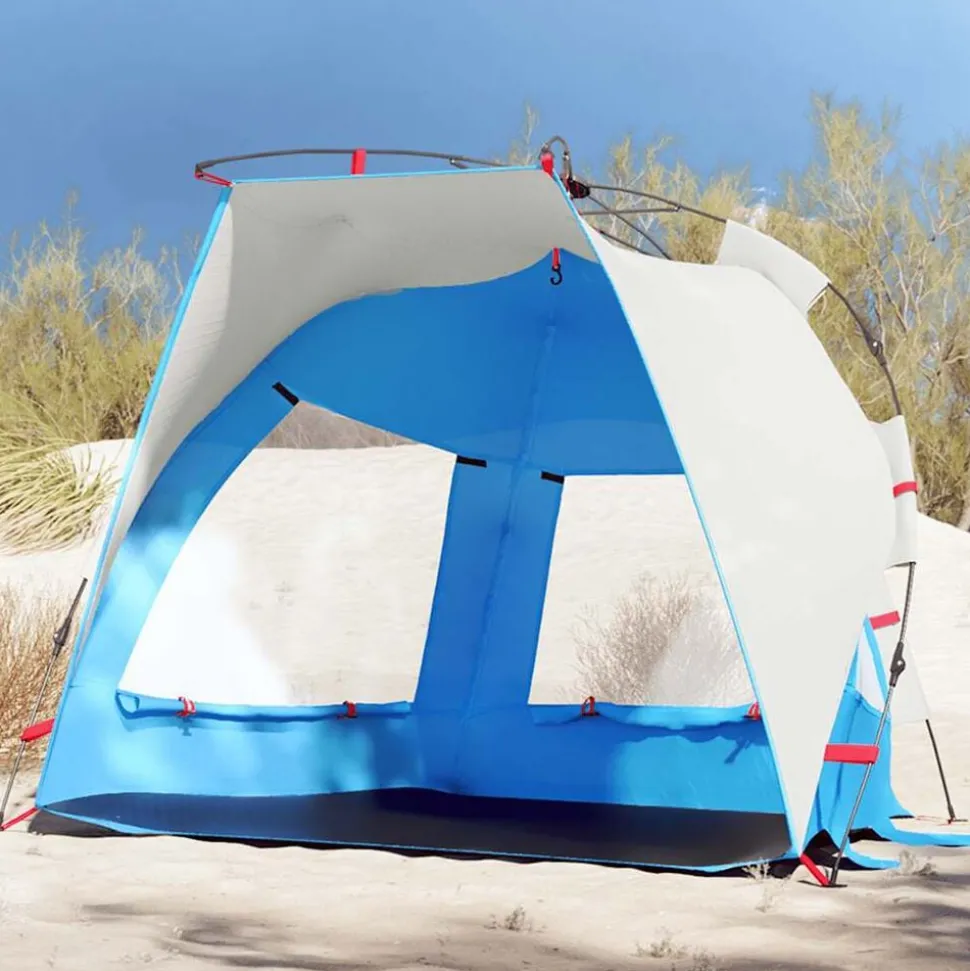vidaXL Strandtent 2-persoons waterdicht snelontgrendeling azuurblauw