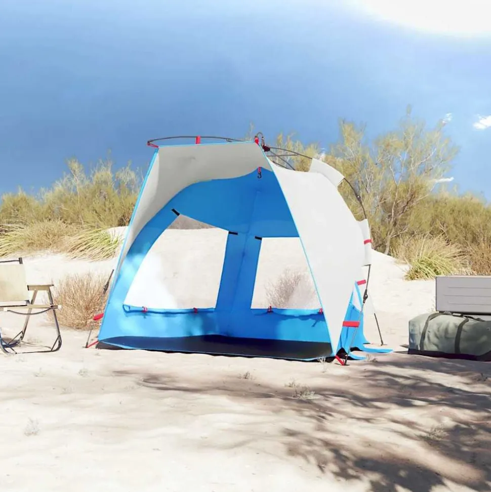 vidaXL Strandtent 2-persoons waterdicht snelontgrendeling azuurblauw