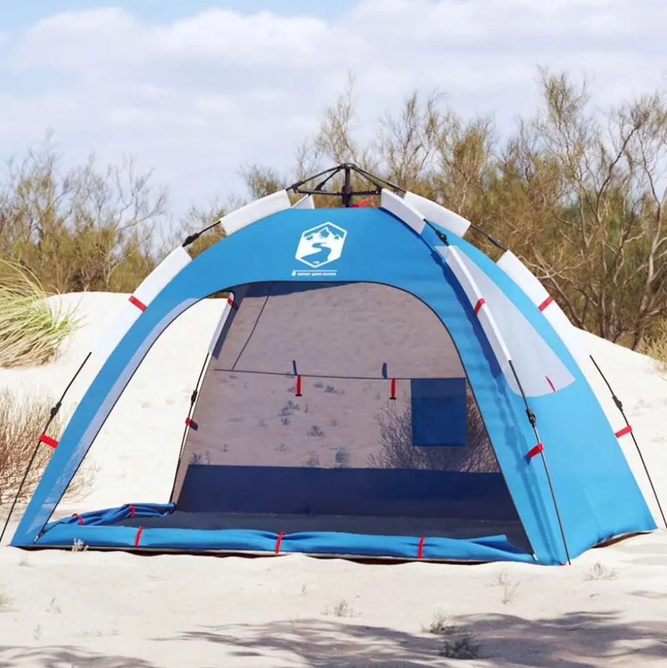 vidaXL Strandtent 2-persoons waterdicht snelontgrendeling azuurblauw