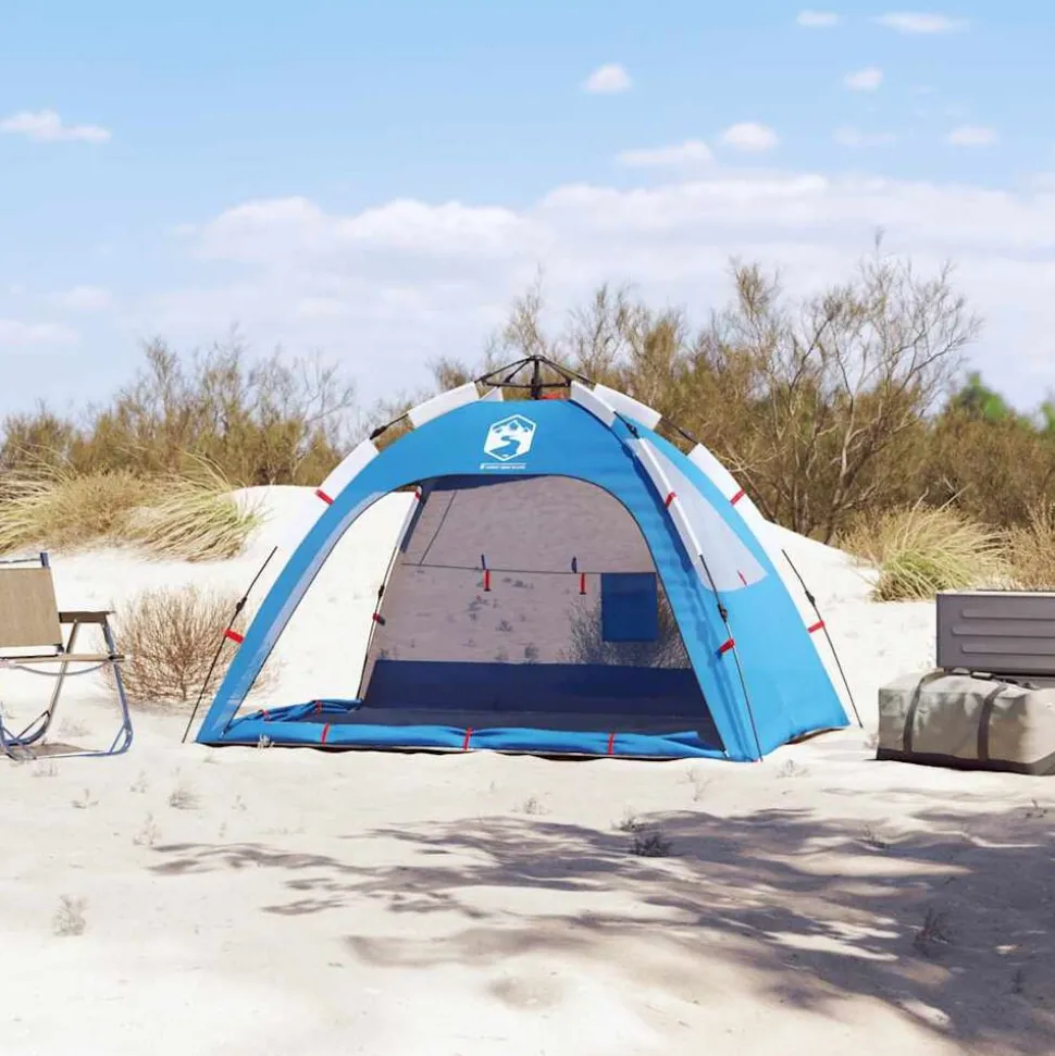 vidaXL Strandtent 2-persoons waterdicht snelontgrendeling azuurblauw