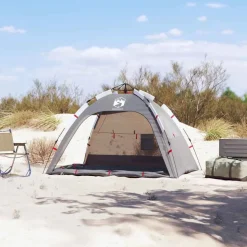 vidaXL Strandtent 2-persoons waterdicht snelontgrendeling grijs