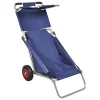 vidaXL Strandtrolley met wielen draagbaar en inklapbaar blauw