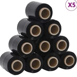 vidaXL Stretchfolies 50 stuks zwart 23 µm 10 cm x 150 m
