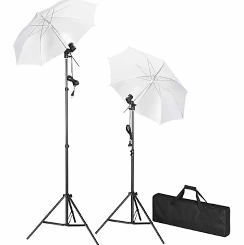 vidaXL Studioset met zwarte achtergrond en lampen 600x300 cm
