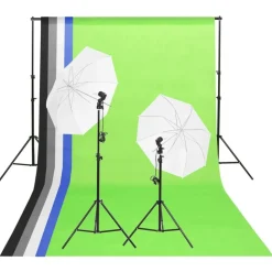 vidaXL Studioverlichtingsset met achtergronden en paraplu's