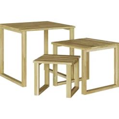 vidaXL Tafel 3 pcs Naturel Geïmpregneerd grenenhout
