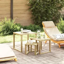 vidaXL Tafel 3 pcs Naturel Geïmpregneerd grenenhout