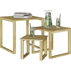 vidaXL Tafel 3 pcs Naturel Geïmpregneerd grenenhout
