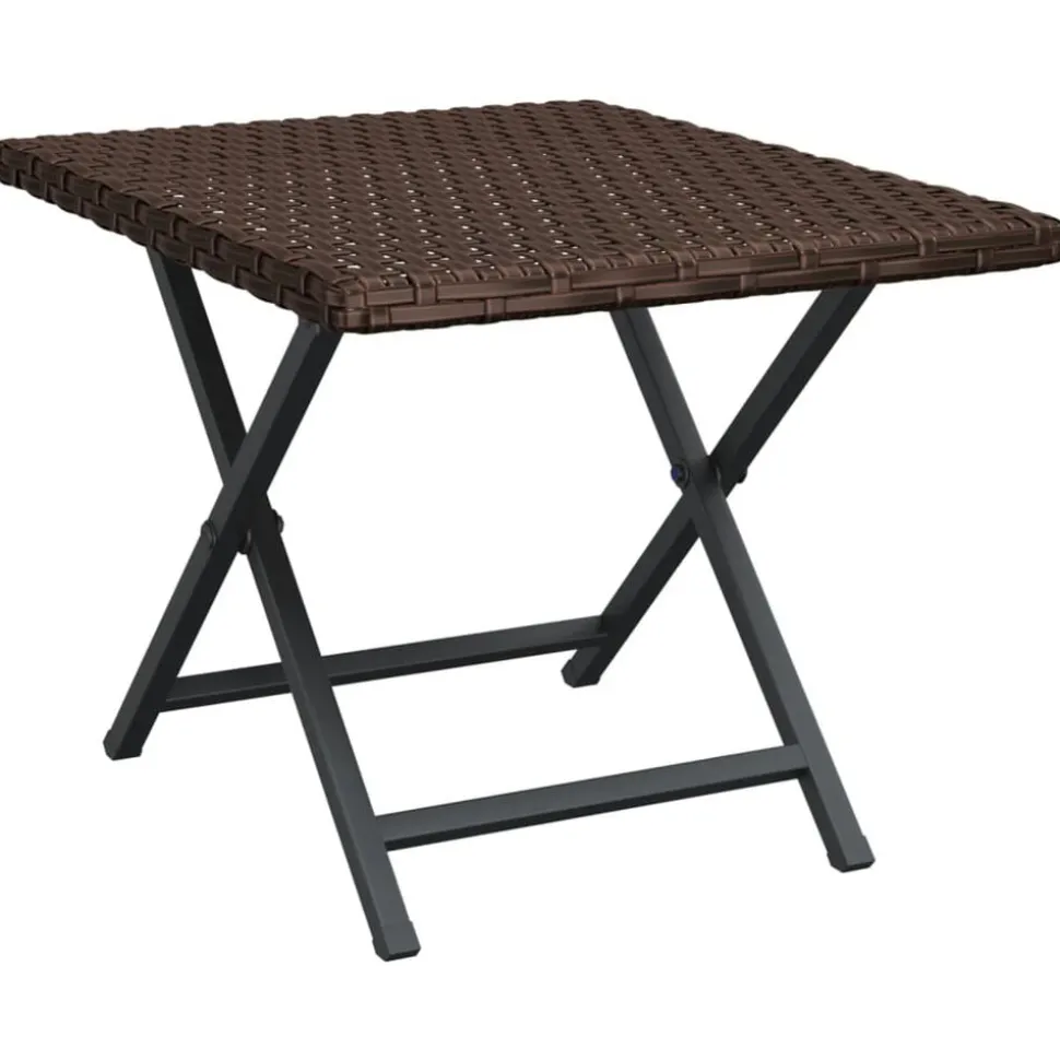 vidaXL Tafel inklapbaar 45x35x32 cm poly rattan bruin