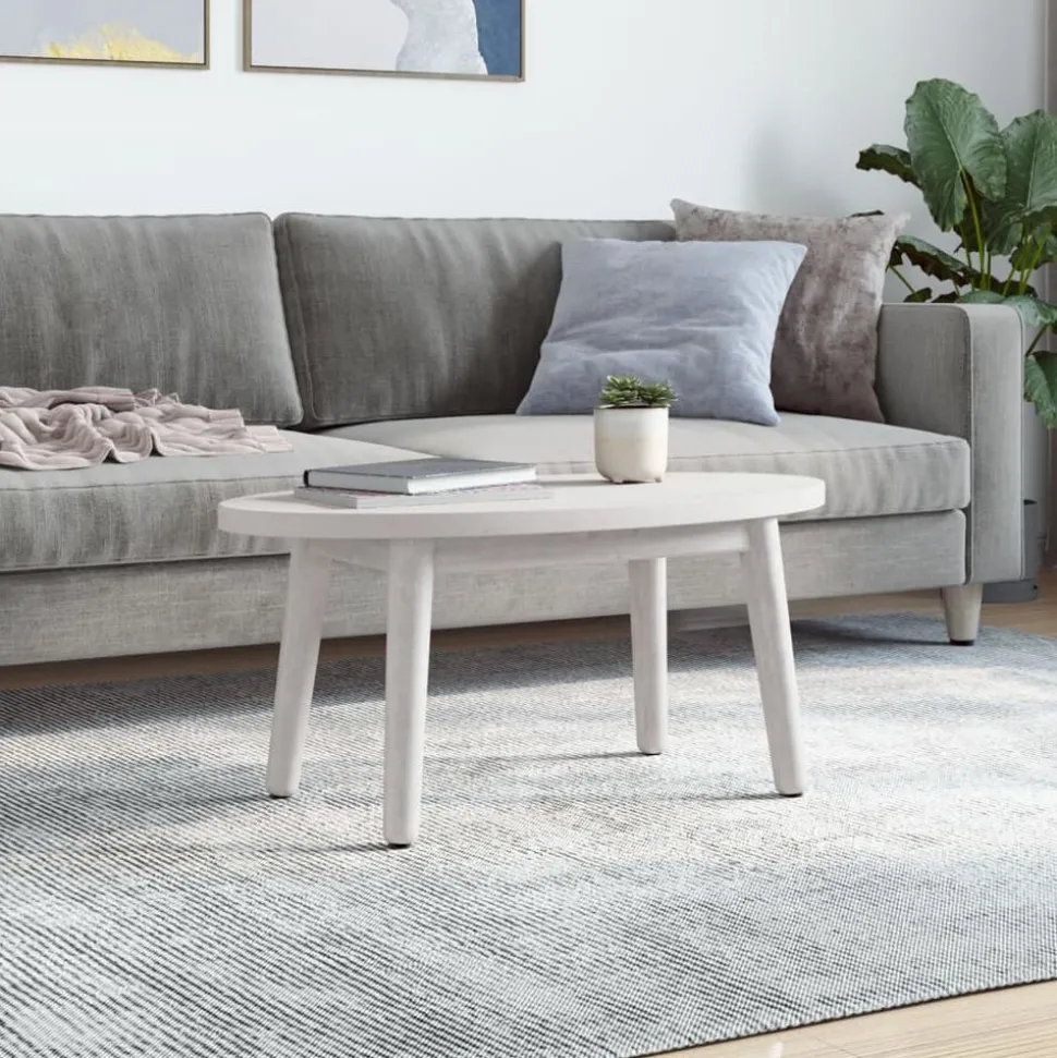 vidaXL Tafelblad ovaal 70x35x2,5 cm massief grenenhout wit