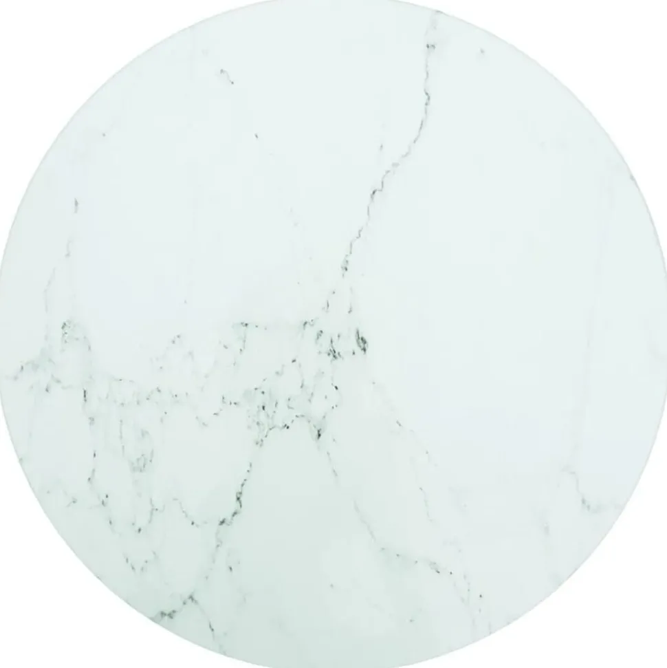 vidaXL Tafelblad Ø30x0,8 cm gehard glas met marmerontwerp wit