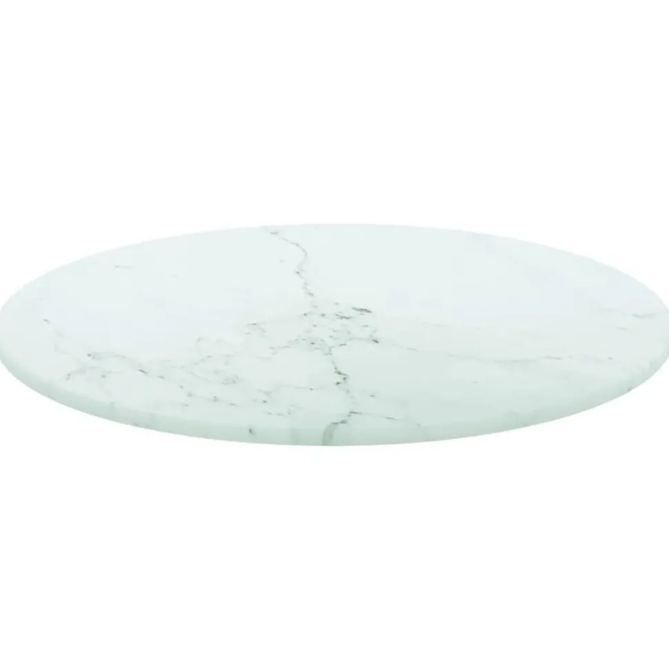 vidaXL Tafelblad Ø30x0,8 cm gehard glas met marmerontwerp wit