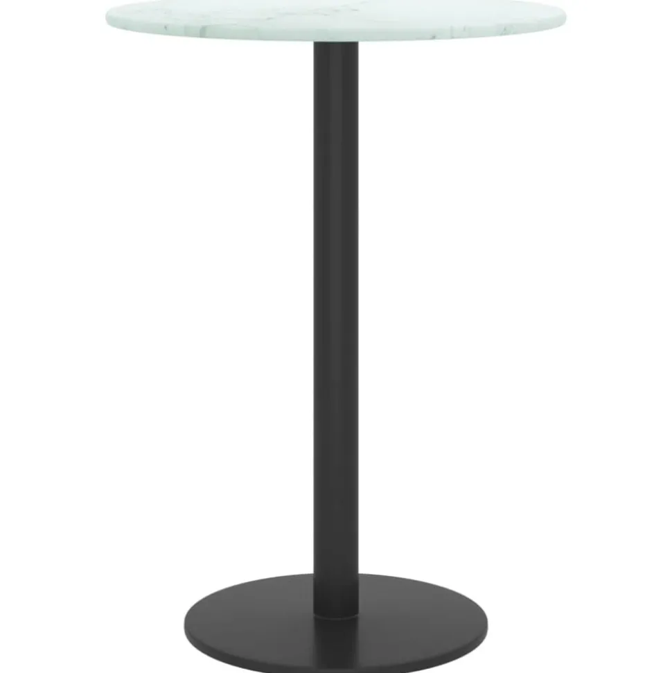 vidaXL Tafelblad Ø30x0,8 cm gehard glas met marmerontwerp wit