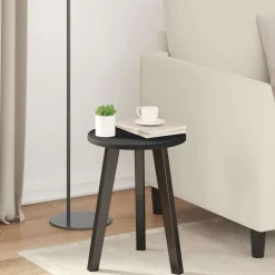 vidaXL Tafelblad Zwart Ø 30 x 1,5 cm Bewerkt hout