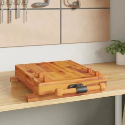 vidaXL Tafelwerkbank met bankschroef 52x44x9,5 cm massief acaciahout