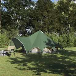 vidaXL Teepee Tent 3-Person met dak Groen en Grijs 312 x 312 x 197 cm