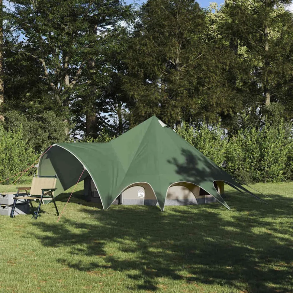 vidaXL Teepee Tent 3-Person met dak Groen en Grijs 312 x 312 x 197 cm