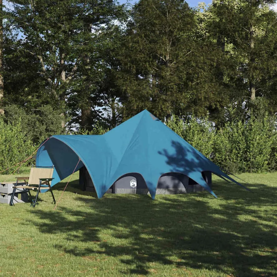 vidaXL Teepee Tent 3-Person met dak Blauw en Grijs 312 x 312 x 197 cm
