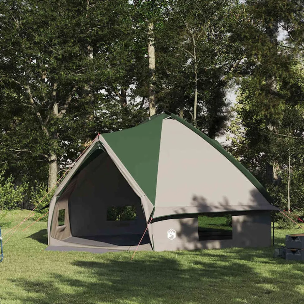 vidaXL Teepee Tent voor 10 Personen Groen en Wit 567 x 470 x 242 cm